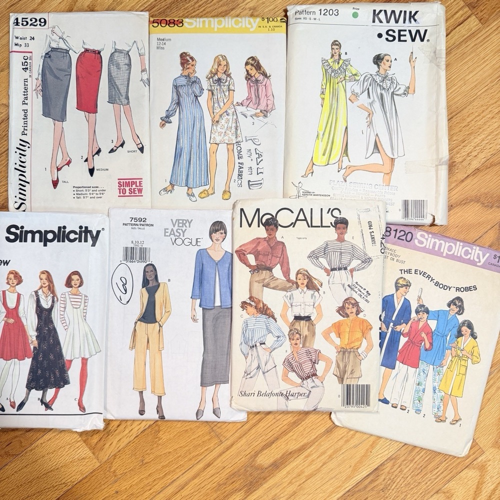 Vintage 1970s - 90s Sewing Patterns Lot Mixed Brands Uncut Set - 6 Women 1 Child